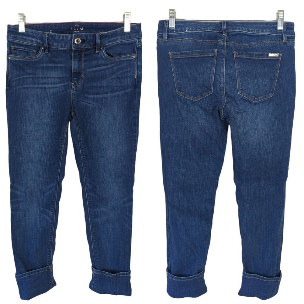 WHBM The Slim Crop Jeans Size 2 Classic Rise Dark Wash Womens Denim